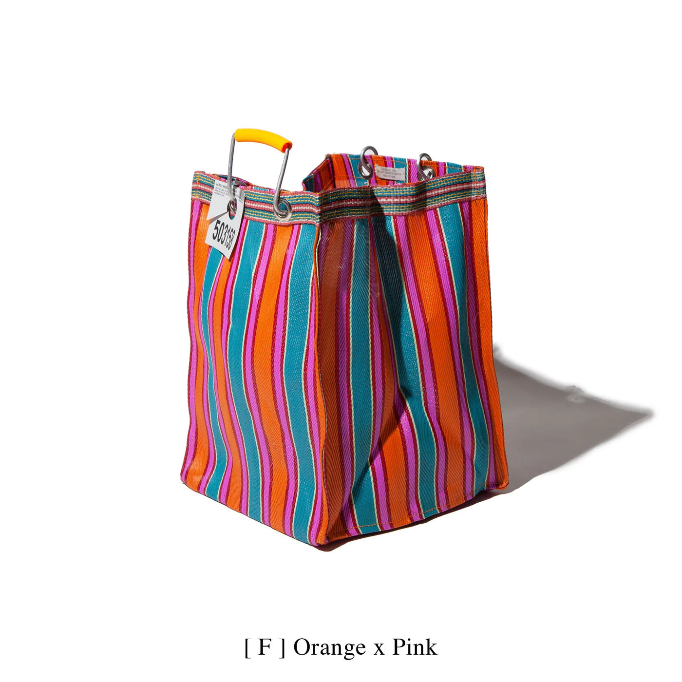 Recycled Plastic Stripe Bag Rectangle - Orange / Pink