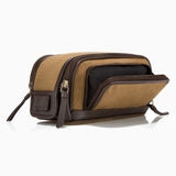 Gaucho Aztec Duo Zip Toiletry Wash Bag, Khaki Canvas