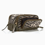 Gaucho Aztec Duo Zip Toiletry Wash Bag Black And Cream Canvas 1