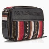 Gaucho Aztec Zip Around Toiletry Wash Bag Black Multicolour Strips Canvas 1