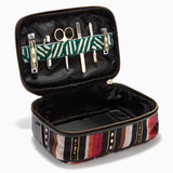 Gaucho Aztec Zip Around Toiletry Wash Bag Black Multicolour Strips Canvas 2