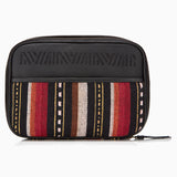 Gaucho Aztec Zip Around Toiletry Wash Bag Black Multicolour Strips Canvas 3
