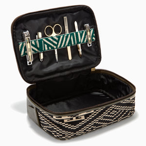 Gaucho Aztec Zip Around Toiletry Wash Bag Black And Cream Canvas 2