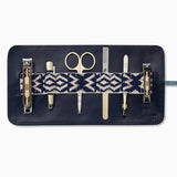 Herringbone Grooming Roll Navy Blue Mens Manicure Set 1