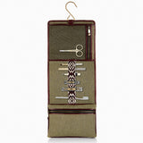 Herringbone Wash Roll Bordeaux Red Mens Toiletry Hanging Travel Bag 1