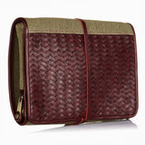 Herringbone Wash Roll Bordeaux Red Mens Toiletry Hanging Travel Bag 2