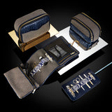 Herringbone Wash Roll Navy Blue Mens Toiletry Hanging Travel Bag 3