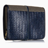 Herringbone Wash Roll Navy Blue Mens Toiletry Hanging Travel Bag 2
