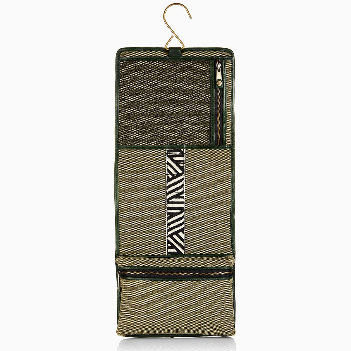 Herringbone Wash Roll Racing Green Mens Toiletry Hanging Travel Bag 7