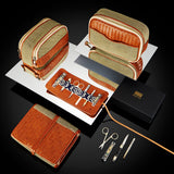 Herringbone Wash Roll Tan Mens Toiletry Hanging Travel Bag 3