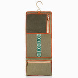 Herringbone Wash Roll Tan Mens Toiletry Hanging Travel Bag 7