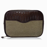 Herringbone Zip Around Toiletry Wash Bag, Chocolate Brown