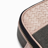 Herringbone Zip Around Toiletry Wash Bag, Dusty Pink