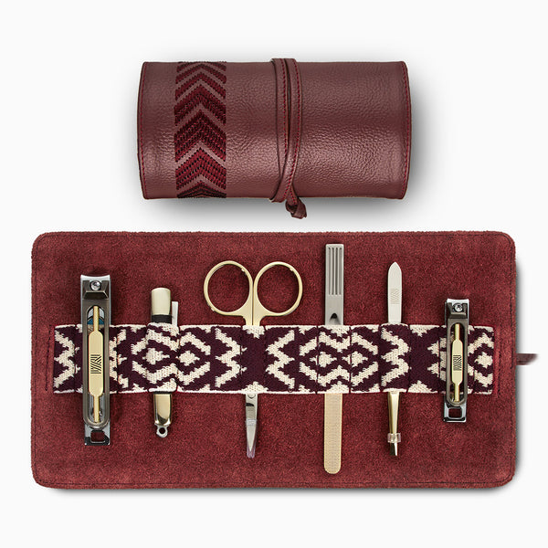 Gaucho Grooming Roll Bordeaux Red Men S Manicure Set 2