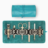 Gaucho Grooming Roll Manicure Set Teal Blue 1