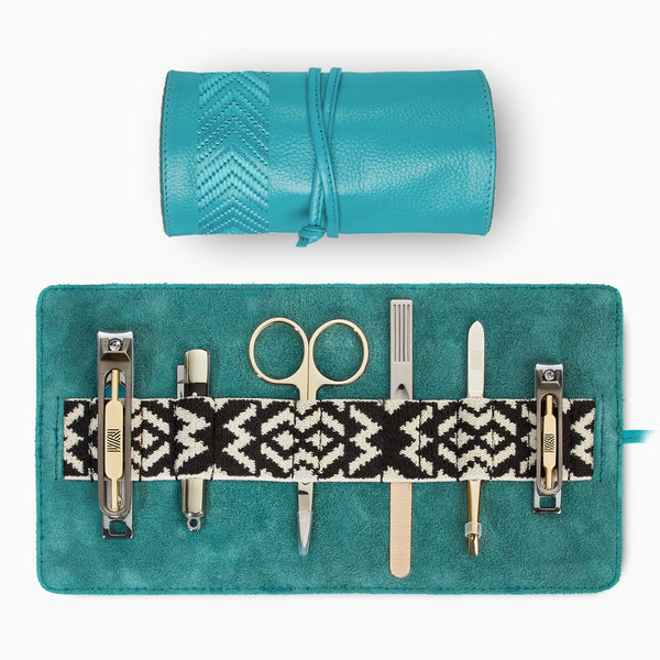 Gaucho Grooming Roll Manicure Set Teal Blue 1