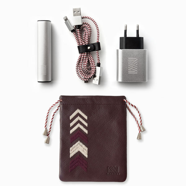 Gaucho Techpack Bordeaux Red Mobile Phone Accessories Kit Power Bank 1