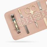 Herringbone Grooming Roll Dusty Pink Manicure Set 5