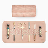 Herringbone Grooming Roll Dusty Pink Manicure Set 1