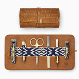 Herringbone Grooming Roll Tan Mens Manicure Set 2
