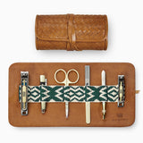 Herringbone Grooming Roll Tan Mens Manicure Set 1