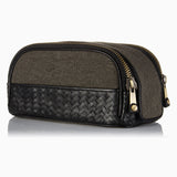 Herringbone Duo Zip Wash Bag Black Mens Toiletry Travel Bag 1