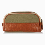 Herringbone Duo Zip Wash Bag Tan Mens Toiletry Travel Bag 3