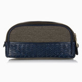 Herringbone Duo Zip Wash Navy Blue Mens Toiletry Travel Bag 4