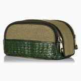 Herringbone Duo Zip Wash Bag Racing Green Mens Toiletry Travel Bag 1