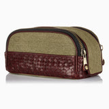 Herringbone Duo Zip Wash Bag Bordeaux Red Mens Toiletry Travel Bag 1