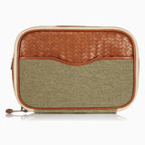 Herringbone Zip Around Toiletry Wash Bag, Tan