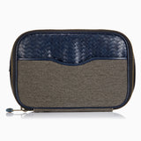 Herringbone Zip Around Toiletry Wash Bag, Navy Blue