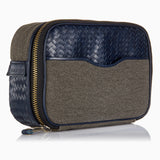 Herringbone Zip Around Toiletry Wash Bag, Navy Blue
