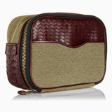 Herringbone Zip Around Toiletry Wash Bag, Bordeaux Red
