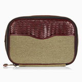 Herringbone Zip Around Toiletry Wash Bag, Bordeaux Red