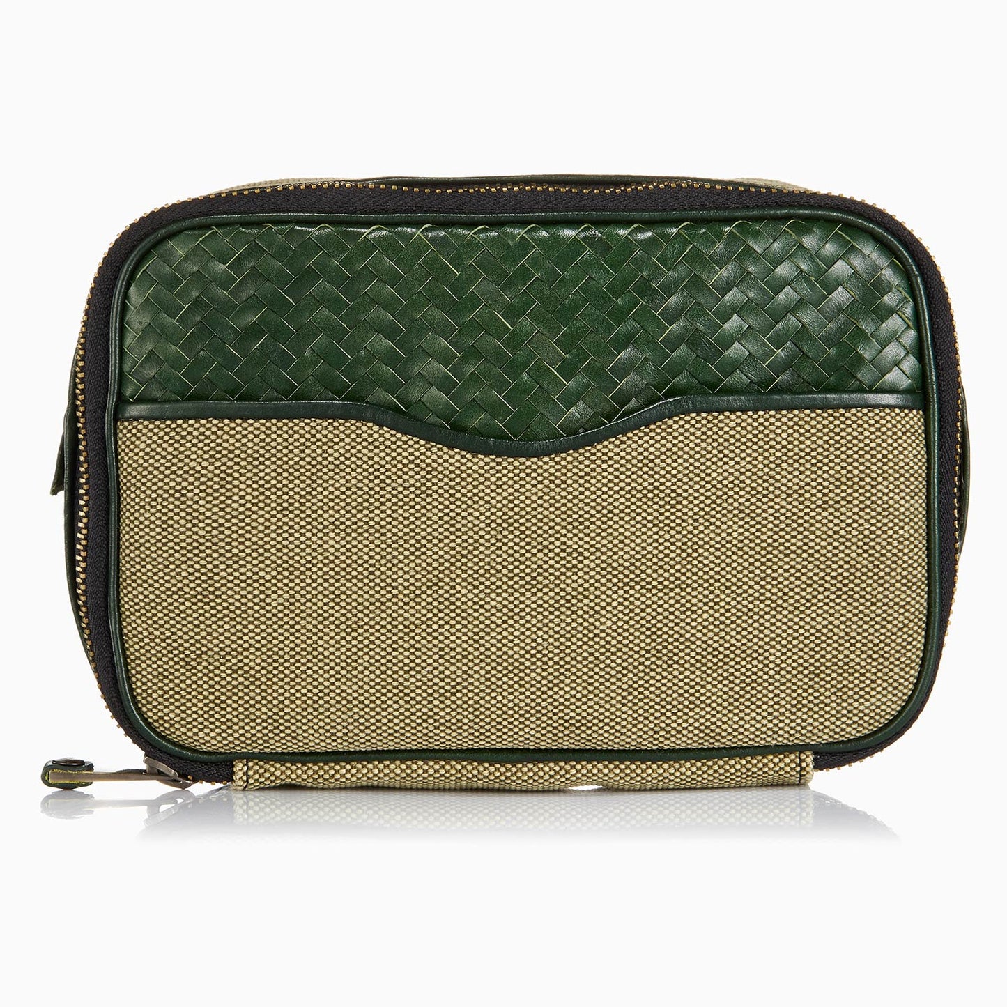Herringbone Zip Around Toiletry Wash Bag, Racing Green