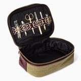 Herringbone Zip Around Toiletry Wash Bag, Bordeaux Red