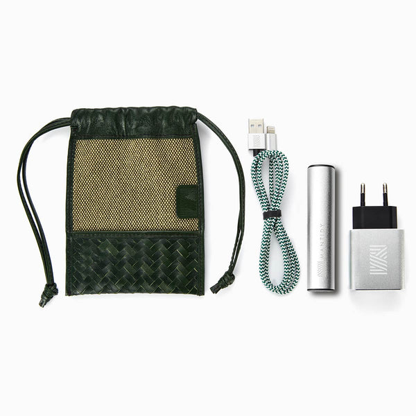 Herringbone Techpack Racing Green Pouch With Power Bank 1