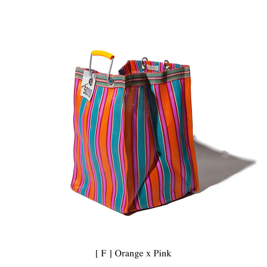 Recycled Plastic Stripe Bag Rectangle - Orange / Pink