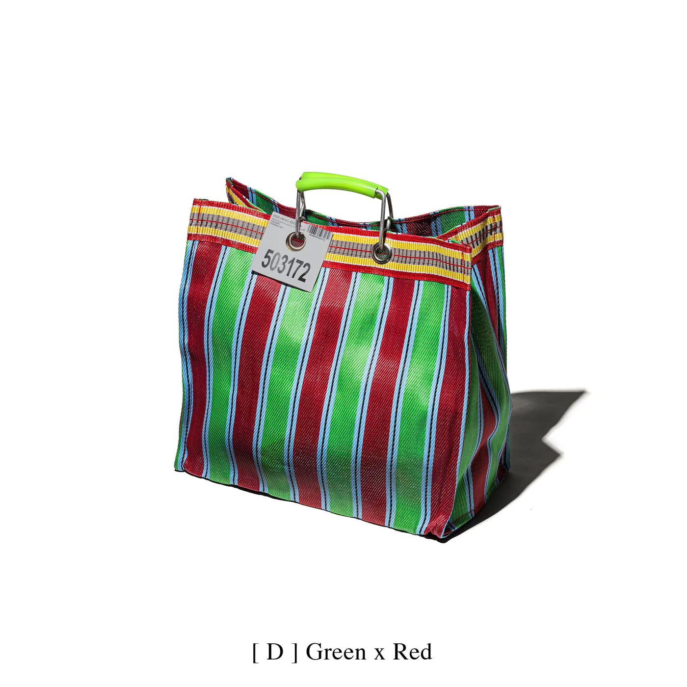 Recycled Plastic Stripe Bag - Square - Green / Red