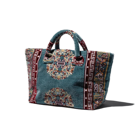 POLYESTER COTTON RUG FABRIC BAG BLUE