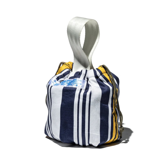SHIRT FABRIC DRAWSTRING BAG - Navy Blue / Yellow