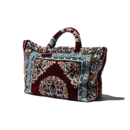 POLYESTER COTTON RUG FABRIC BAG BURGUNDY