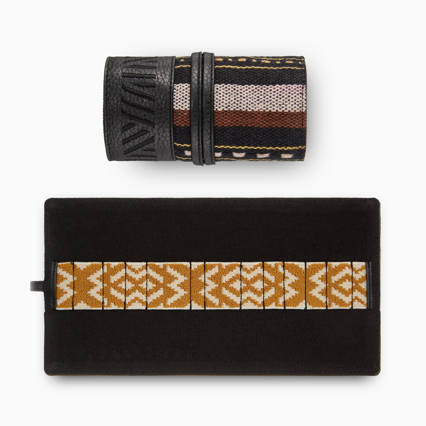 Gaucho Aztec Grooming Roll Canvas Multicolour Stripes Black Red Yellow 3