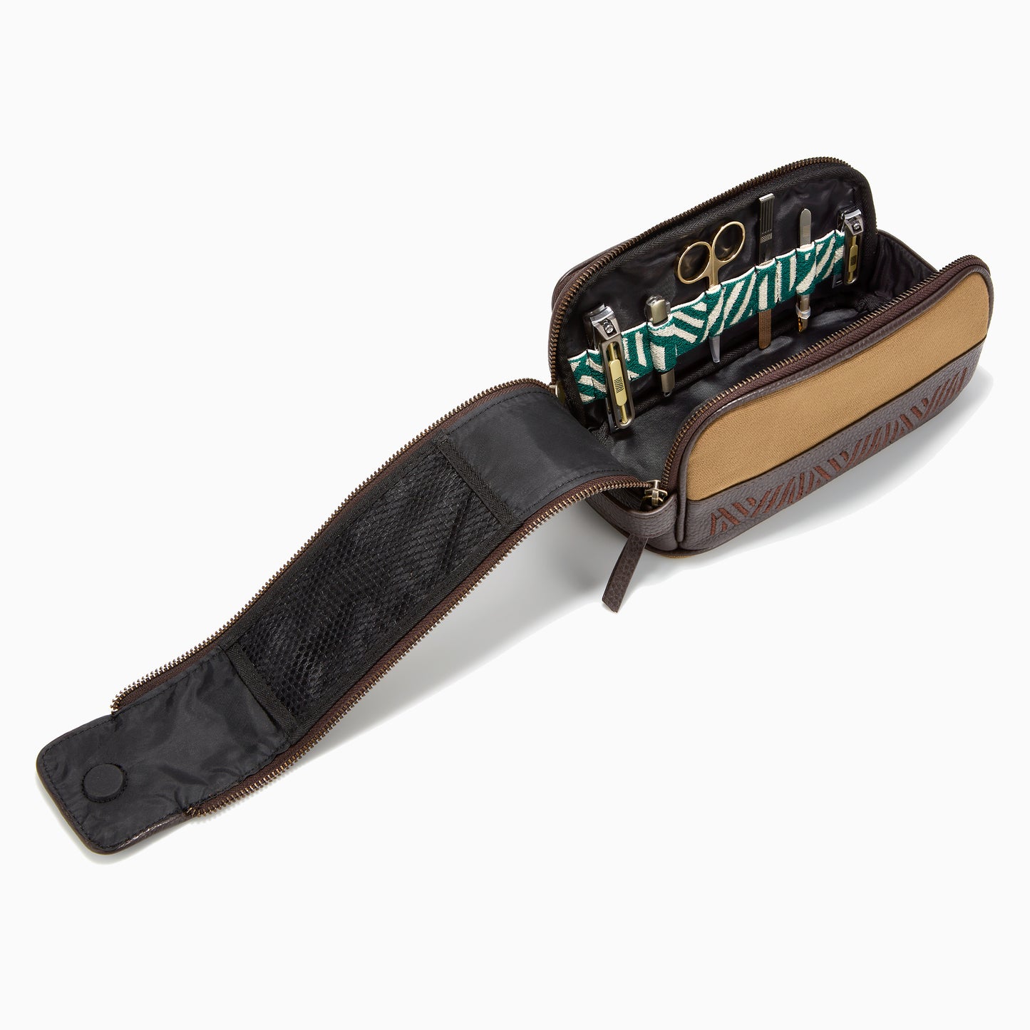 Neceser con cremallera Gaucho Aztec Duo, lona caqui