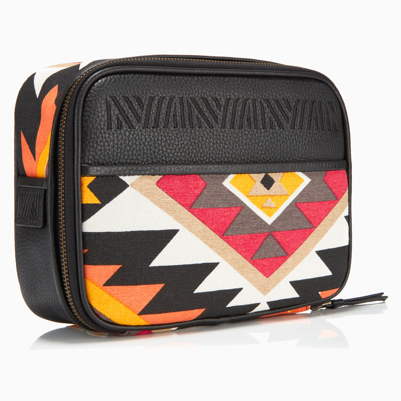 Gaucho Aztec Zip Around Toiletry Wash Bag, Black/ Multicolour Canvas