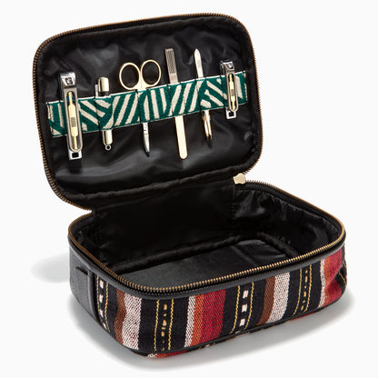 Gaucho Aztec Zip Around Toiletry Wash Bag Black Multicolour Strips Canvas 2