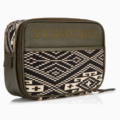 Gaucho Aztec Zip Around Toiletry Wash Bag Black And Cream Canvas 1