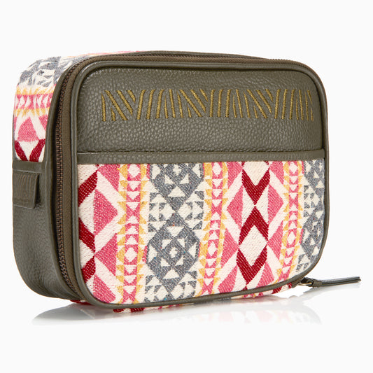 Gaucho Aztec Zip Around Toiletry Wash Bag Green Multicolour Canvas 1