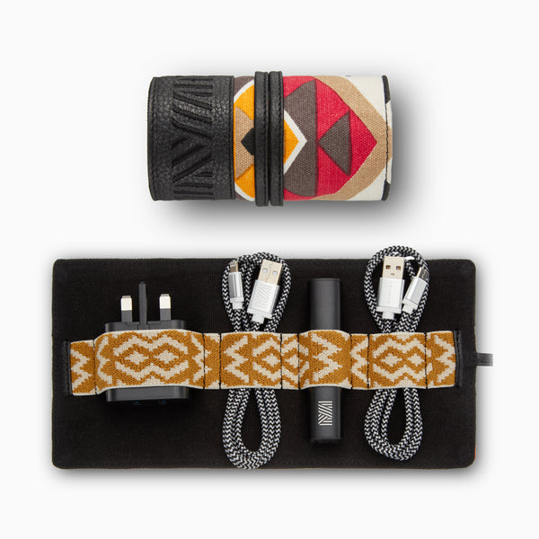 Gaucho Aztec Mini TechRoll, Black (Red/ Orange/ Black)